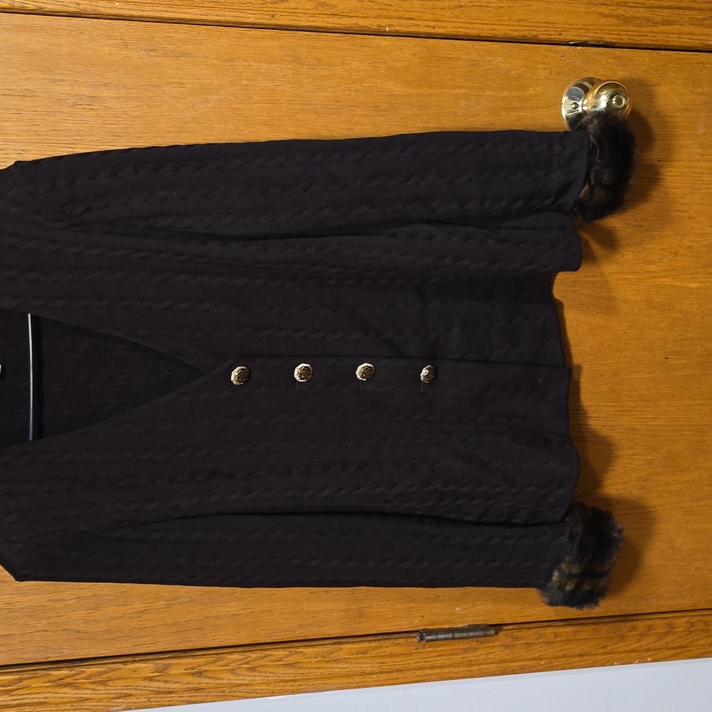 St. John Cardigan with Mink Cuffs
